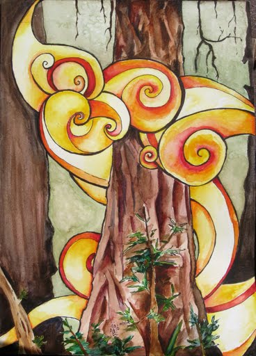 redwood trunk and swirly bits